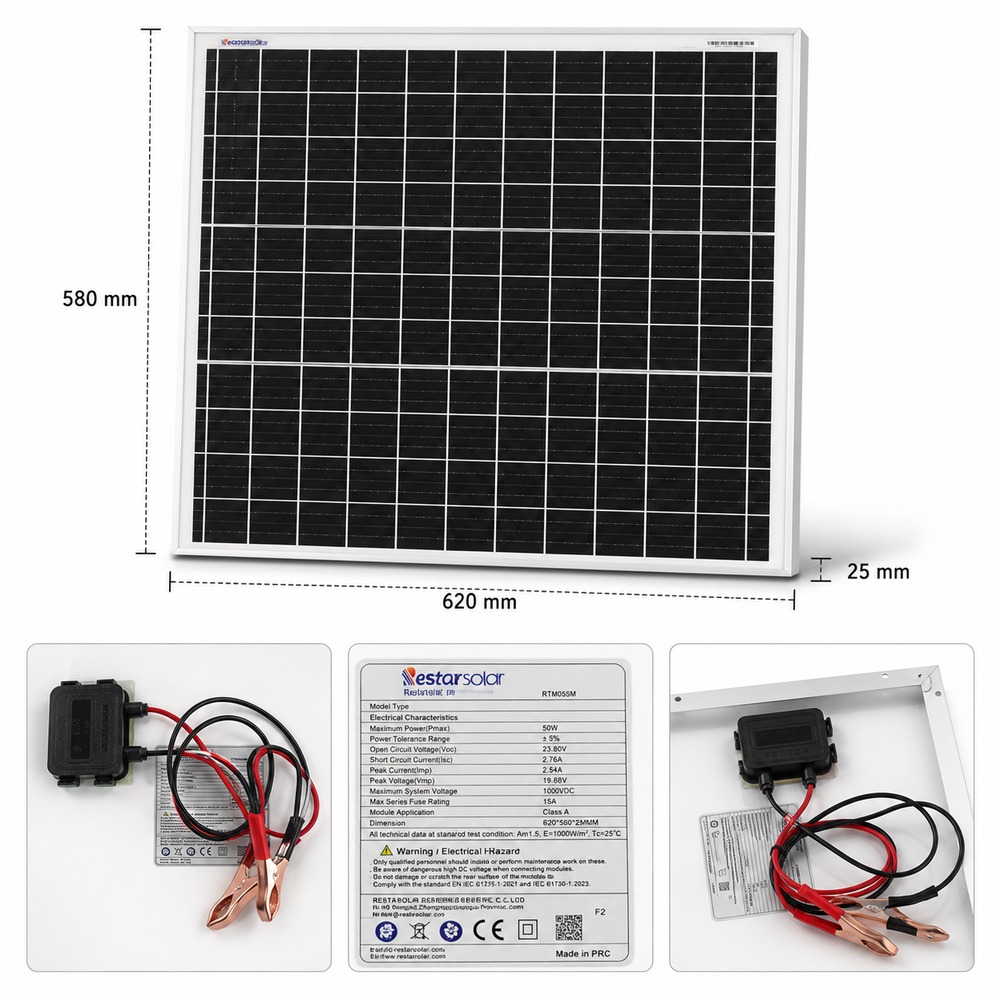 پنل خورشیدی Restar Solar | توان 50 وات
